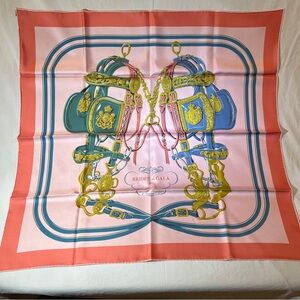 Hermes Brides de Gala 90cm silk scarf, double face, blue and pink, brand new.